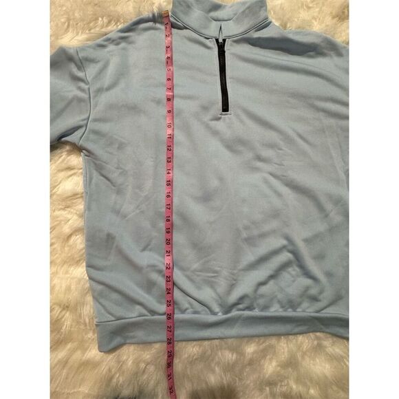 Women's Blue Relaxed Fit Half Zip Pullover Sweatshirt Size L Casual with pockets - Picture 5 of 12